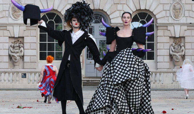 LONDON, ENGLAND - JUNE 07: Erin O'Connor attends Charles Jeffrey LOVERBOY SS25 Fashion Show at Somerset House on June 7, 2024 in London, England. Photo Credit: Dave Benett