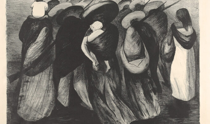 Jose Clemente Orozco Rear Guard women carrying rifles and children 1929