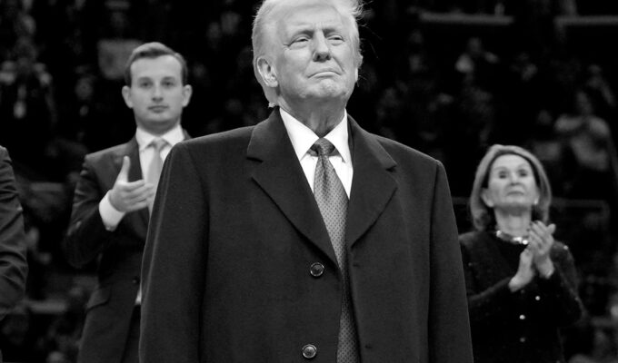 President Donald Trump at his inaguration 1 bw