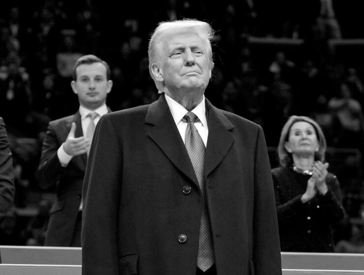President Donald Trump at his inaguration 1 bw