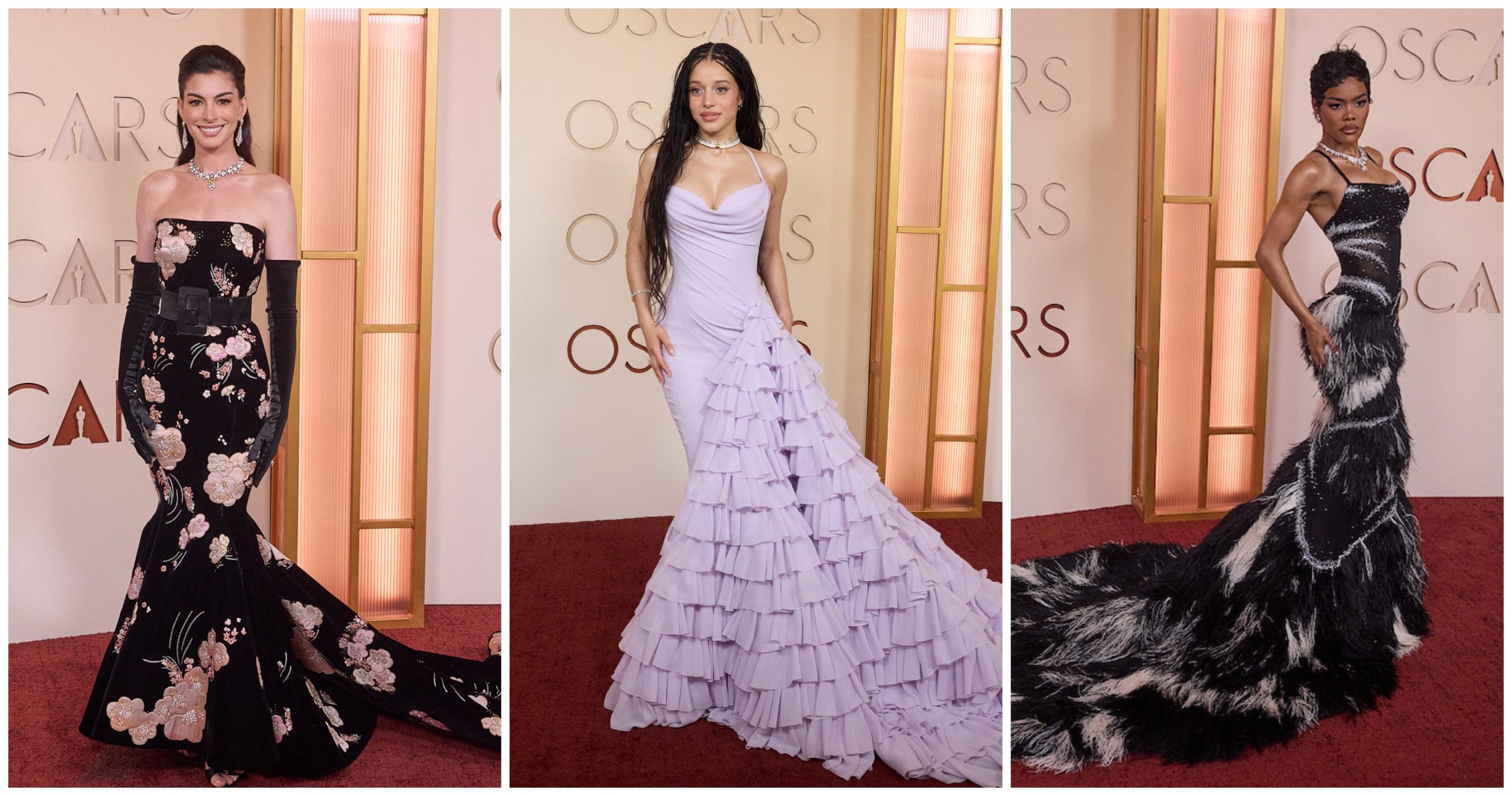 OSCARS 2026 fashion Anne Hathaway Chase Infiniti Teyana Taylor scaled