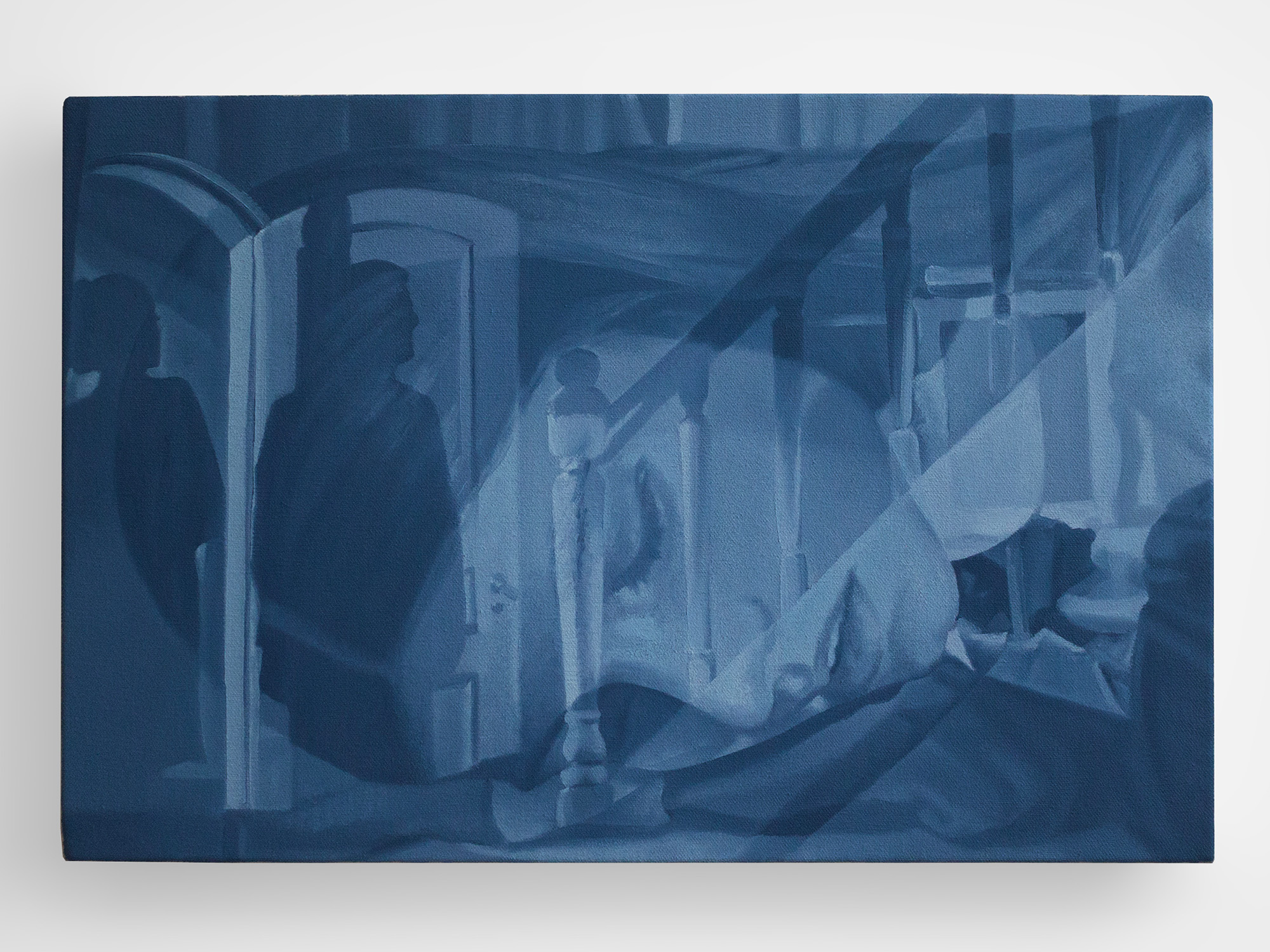 Julia Maiuri Silhouettes on the Landing 2026 oil on canvas 12 x 18 in. 1 1