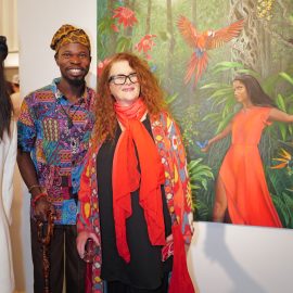 Rene Lynch and Sunday Olaniyi attend The "DREAM" Exhibition reception, The Untitled Space gallery, NYC, September 25, 2026